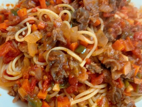 本格的?牛すじトマトパスタ